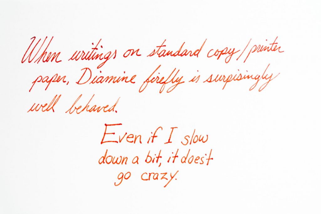 Diamine Firefly Ink writing example on cheap paper