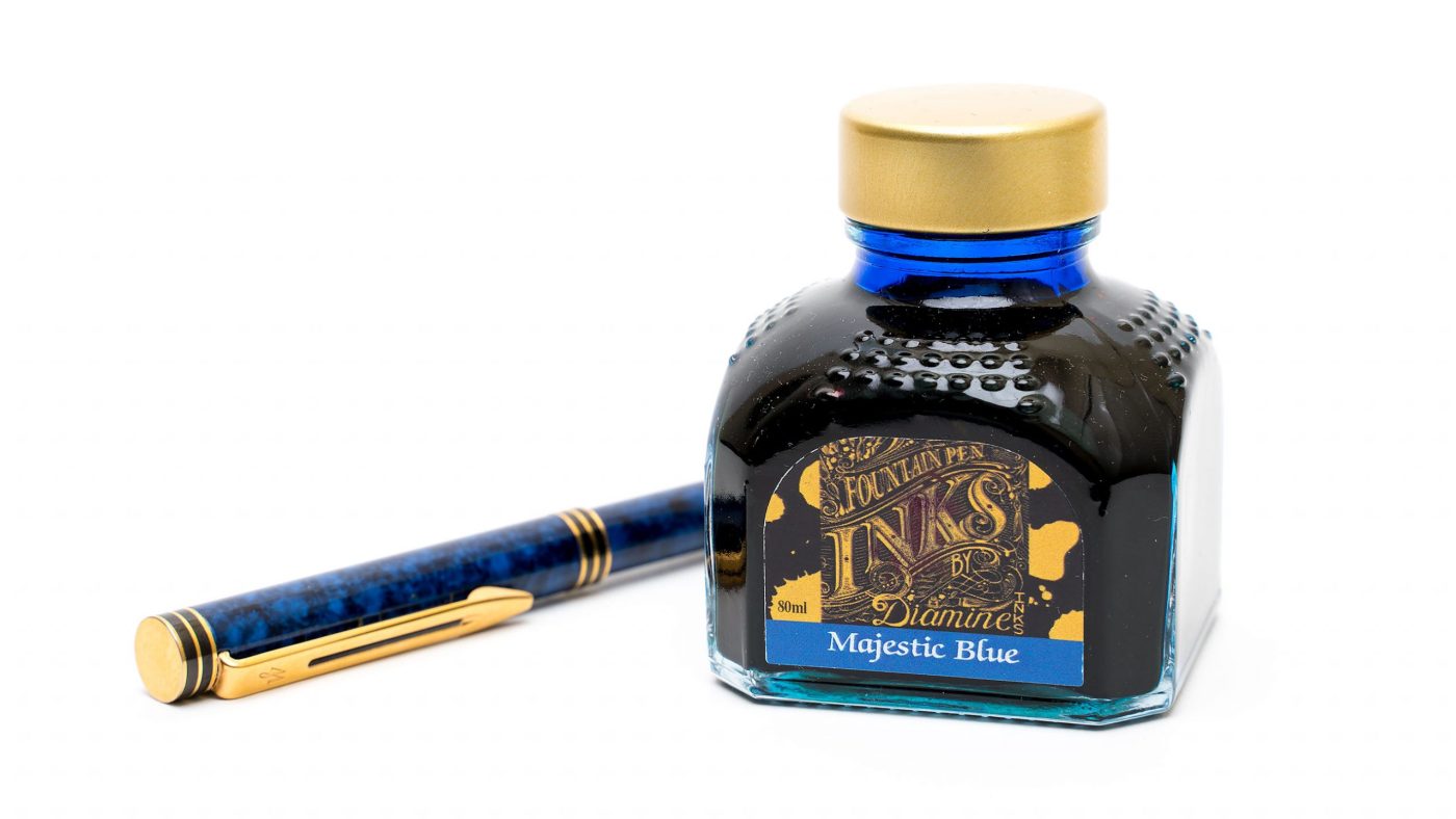 Diamine Majestic Blue Bottle and Pen